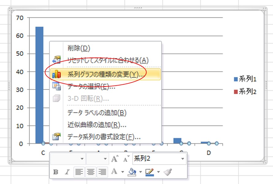 パレート図の作り方-グラフの加工