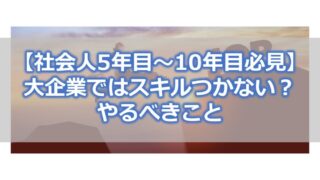 【社会人5年目~10年目必見】大企業ではスキルつかない?やるべきこと