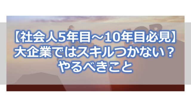 【社会人5年目～10年目必見】大企業ではスキルつかない？やるべきこと