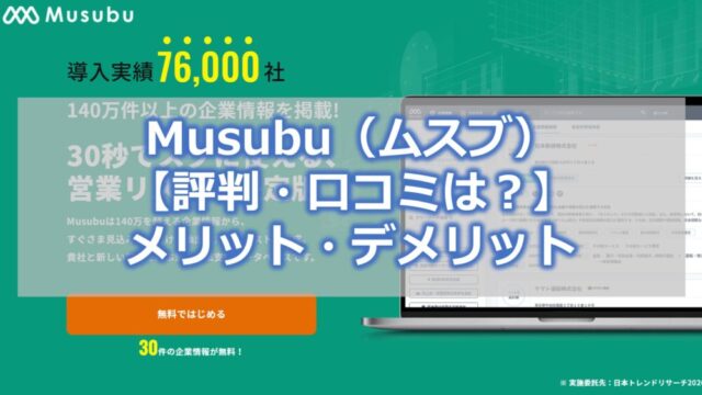 Musubu(ムスブ)【評判・口コミは?】メリット・デメリット【使い勝手抜群の営業リスト作成サービス】