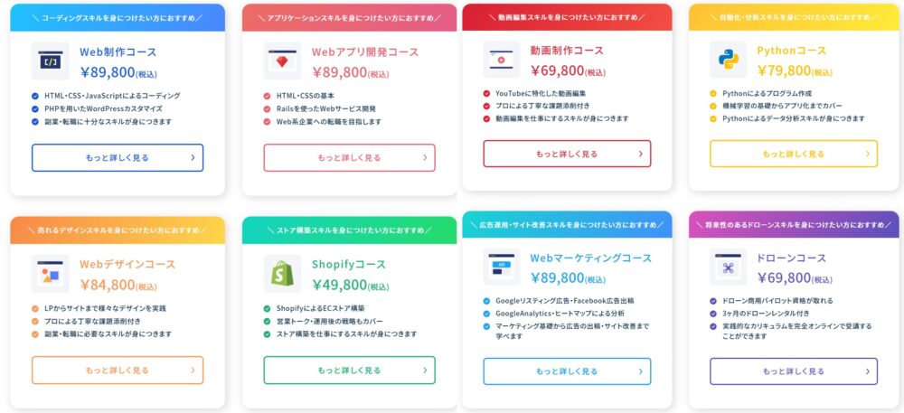 デイトラ コース一覧