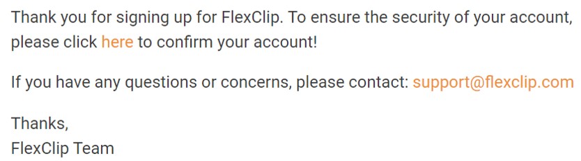 FlexClipから届くメール